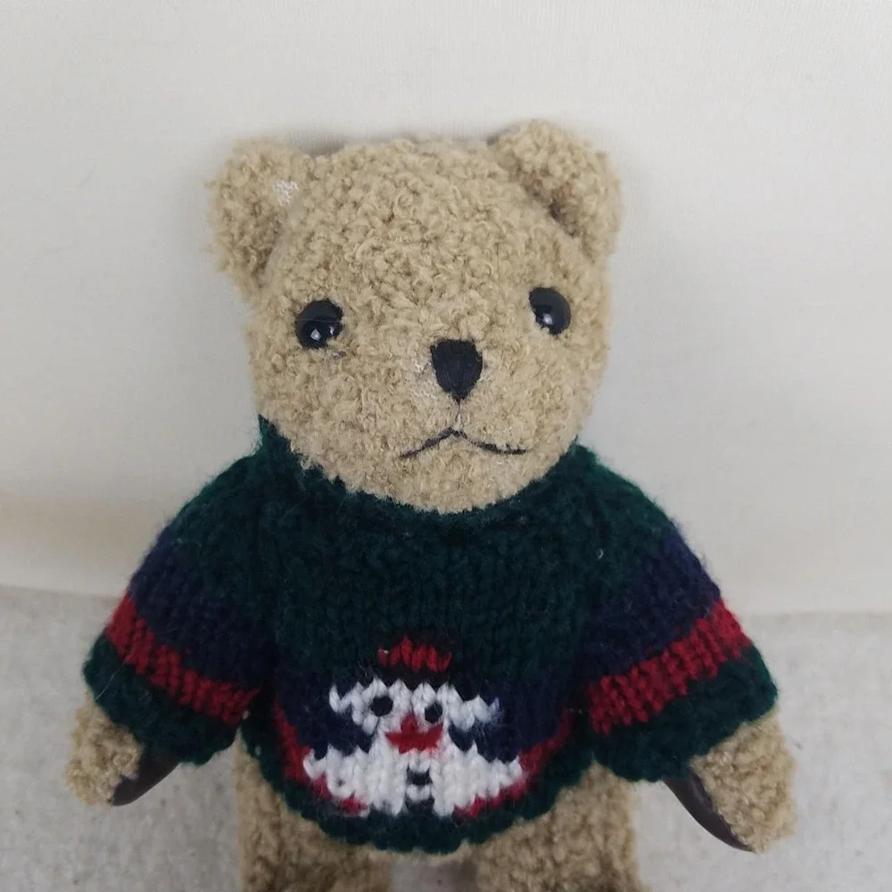 Teddy Bear Plush Stuffed Toy Red white blue Sweater Tan Hugfun International 6